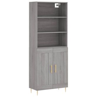 vidaXL Aparador Alto Madera Contrachapada Gris Sonoma 69,5x34x180 Cm Vidaxl