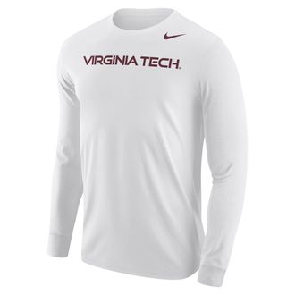 Nike Virginia Tech Hokies Nike Mens Football Long-Sleeve T-Shirt in White | M12333P397VATH-WHT