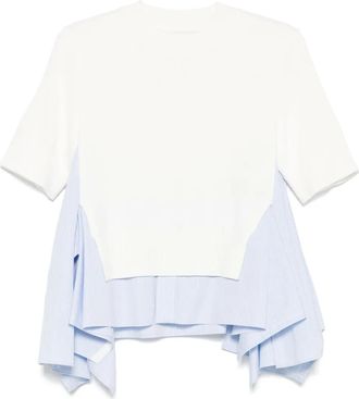 sacai contrast-panel top - White
