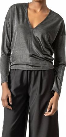 Lilla P Sparkle Double V Top In Black Sparkle
