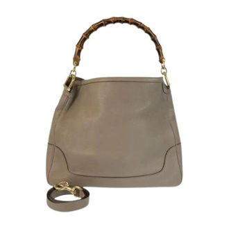 Gucci Pre-owned Bamboo Diana Leren Schoudertas - Dames - Pre-owned - Beige - Maat: ONE Size Leer