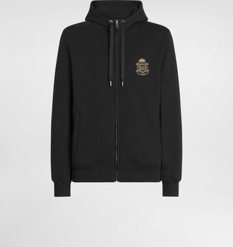 Dolce & Gabbana Jersey Sweatshirt With Heraldic Patch - Man Sweatshirts Black 44