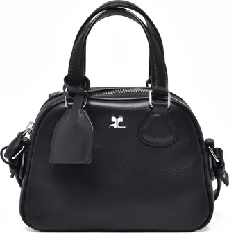 Courr&egrave;ges Black Leather Pouch