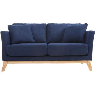 Miliboo Miliboo - Divano scandinavo 2 posti blu scuro e piedi in legno chiaro oslo