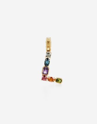 Dolce & Gabbana Charm L Lettering 18-carat Yellow Gold And Multicolored Gems - Woman Charms Gold Onesize
