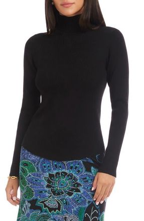 Karen Kane Rib Mock Neck Sweater in Black at Nordstrom, Size Small