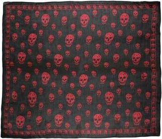 Alexander McQueen Skull Print Square Scarf in Black Red at Nordstrom Rack