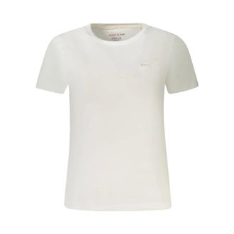 Guess T-Shirts, female, White, Size: XL White Cotton Crew Neck T-Shirt