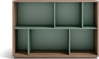 HERDASA Estanter&iacute;a Librer&iacute;a, Colecci&oacute;n Nack, Con 2 Niveles De Altura En Melamina Color Nogal Velmore-verde