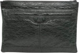 Balenciaga Pre-owned Clutches, female, Green, Size: ONE SIZE Pre-owned Leather Clutch