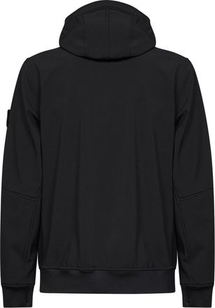 Stone Island Mens Hooded Jacket Soft Shell-R Black Polyester Bomber