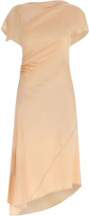 Victoria Beckham Asymmetric Twist Midi Dress - Dames - Casual kleedjes - Roze - 2XS - Satijn - Kleedjes