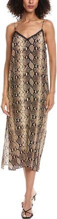 The Kooples Snakeskin Print Silk Midi Slip Dress