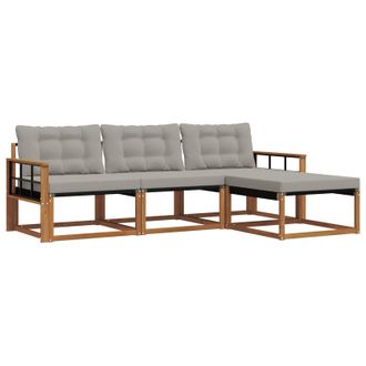 vidaXL Conjunto De Sof&aacute;s De Exterior 4 Pcs Gris Natural Y Claro Vidaxl