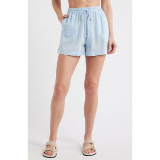Nordstrom Linen Blend Drawstring Cover-Up Shorts in Blue Floaty at Nordstrom, Size X-Large