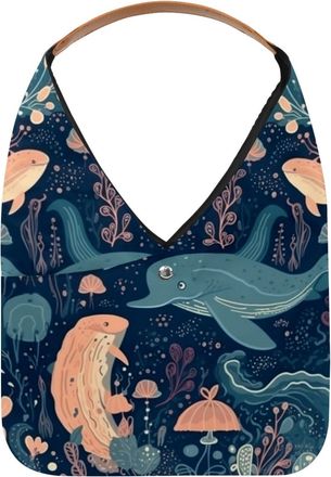 Generic Underwater World Animals Reusable Lightweight Grocery Bags - Foldable Into Compact Pouch, Washable & Sturdy, Multipurpose for Shopping and Travel