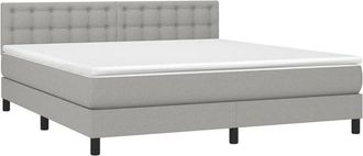 vidaXL Vidaxl - Cama Box Spring Con Colch&oacute;n Tela Gris Claro 180x200 Cm