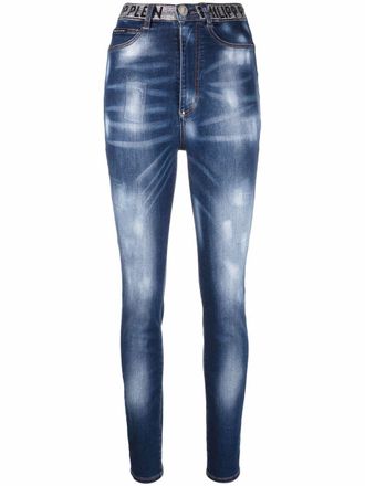 Philipp Plein High waist jegging - Blauw