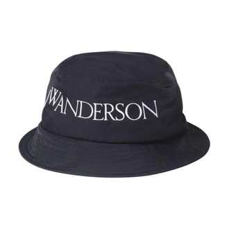 J.W.Anderson Accessoires, Heren, Zwart, ONE Size, Nylon, Logo Bucket Hat