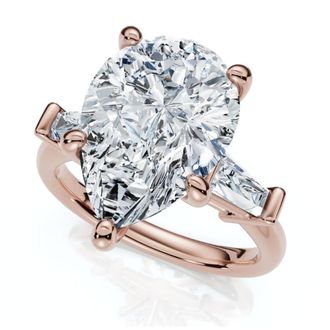 Pompeii3 5 3/4Ct Certified Pear & Baguette Diamond Engagement Ring 14k Gold Lab grown