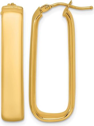 Diamond2Deal 14K Yellow Gold 6mm Elongated Oval Hoop Earrings
