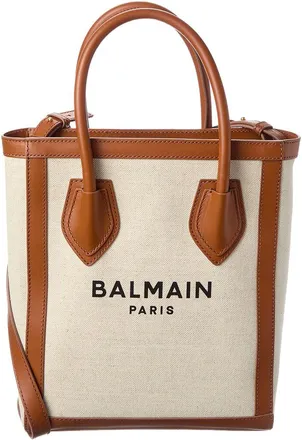 Balmain Logo Canvas & Leather Tote