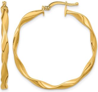 Diamond2Deal 14K Yellow Gold Medium Twisted Hoop Earrings