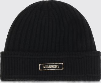 Burberry Berretto beanie in lana merino a coste con logo ricamato