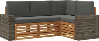 vidaXL Conjunto De Sof&aacute;s De Exterior 4 Uds. Poli&eacute;ster Vidaxl