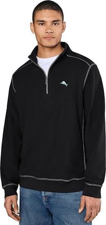 Tommy Bahama Montego Beach Half Zip Mens Sweatshirt Black : 2XL, Cotton/Lyocell/Tencel