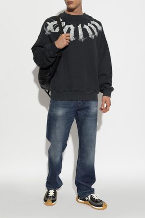 Palm Angels Cotton Sweatshirt With Print, Mens, Black