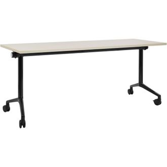 Beliani Escritorio Rectangular Moderno Plegable Con Ruedas Mesa M&oacute;vil Port&aacute;til Estructura Met&aacute;lica 180 X 60 Cm Madera Clara Y Negro Cavi