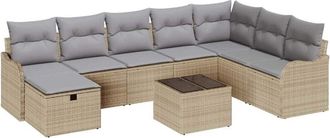 vidaXL Garden Sofa Set with Cushion 9 pcs Beige Poly rattan vidaXL