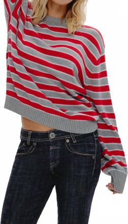 Frankies Bikinis Sloane Oversized Knit Sweater In Cloud Cover Stripe