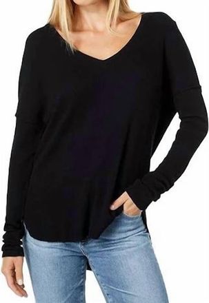 bobi Moxie Drop Shoulder Long Sleeve Tee In Black