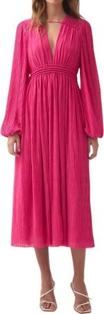 Aje Genevieve Pleated Midi Dress In Azalea Pink