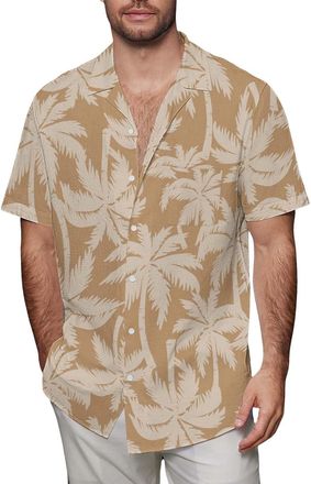 Generic Hawaiian Shirts Mens Island Print Beach Shirt with Pocket Summer Breath Tops Shortsleeves Button Down Blouses Comfort Lightweight Tshirts Turndown Str