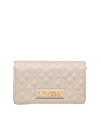 Love Moschino Rectangular Quilted Crossbody Bag With Gold Chain Strap