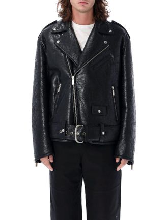 Off-white Black Leather Biker Jacket