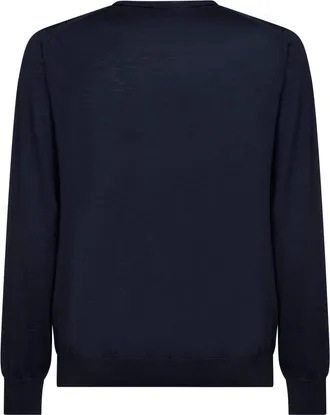 Prada Mens Crewneck Sweater Blue Virgin Wool