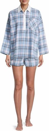 Free People Sunday Morning Sleep Shirt In Pale Blue Combo
