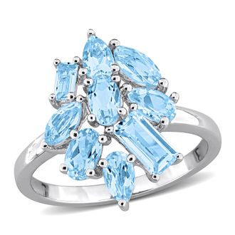 Mimi & Max Multi-Shape Gemstone Floral Ring Sterling Silver