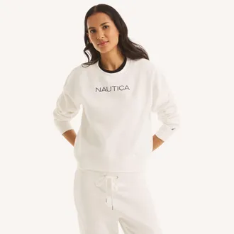 Nautica Womens Logo Crewneck Sweatshirt