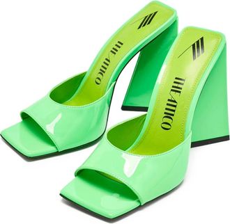 The Attico Sandali Devon in pelle verniciata con punta squadrata 115mm Pre-owned - Verde