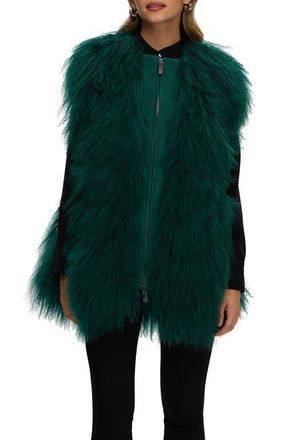 Gorski Genuine Shearling Zip Long Vest in Forest Green at Nordstrom, Size X-Small