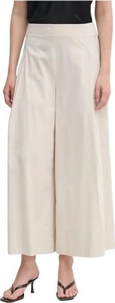 Joseph Ribkoff Broek met Wijde Pijpen en Hoge Taille - Dames - Wijde Broeken - Wit - XL - Katoen - Broeken