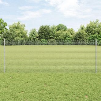 Berkfield Home Welded Wire Fence with 5 U Posts Silver 0.8x10 m Steel