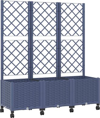 vidaXL Jardinera Con Enrejado Y Ruedas Gris Azulado 120 X 40 X 146 Cm Vidaxl