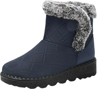 Generic Womens Winter Boots Insulated Warm Soft Sole High Top Ankle Boots For Outdoor Activities And Daily Wear Snow Booties(Blue, 6.5)