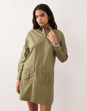 Ralph Lauren Vestito camicia corto da giorno kaki-Verde